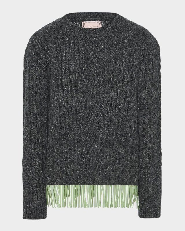 Bianca Fringe-Trim Cable Sweat